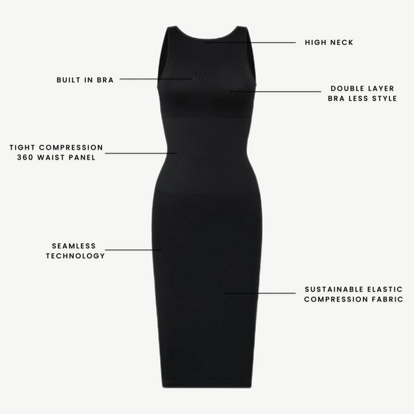THE BLACK HIGH NECK SHAPER DRESS